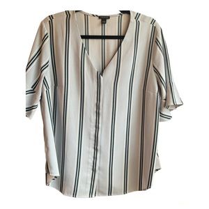 Ann Taylor striped light blue blouse, size large.